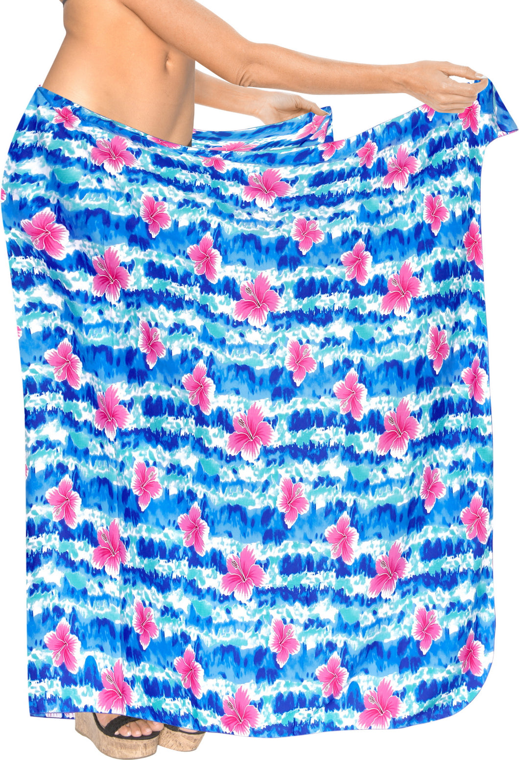 LA LEELA Women's Sarong Swimsuit Cover Up Summer Beach Wrap One Size Blue_Z113