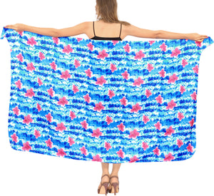 LA LEELA Women's Sarong Swimsuit Cover Up Summer Beach Wrap One Size Blue_Z113