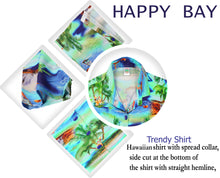 Load image into Gallery viewer, La Leela Women&#39;s Palm Tree Relaxed Fit Hawaiian Aloha Tropical Beach  Short Sleeve Blouse Printed Shirt Blue