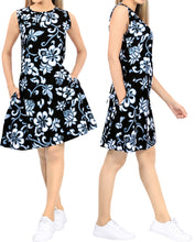 Cargar imagen en el visor de la galería, LA LEELA Women&#39;s Swimsuit Topss Cover Ups Swimwear Dress US 14 [L] Black_T728