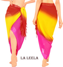 Cargar imagen en el visor de la galería, La Leela Women&#39;s Hawaiian Bikini Beach Wrap Sheer Sarong Swimming Bathing suit Beachwear Swim Dress Pareo Cover up Long 78&quot;X42&quot;  Yellow 912501