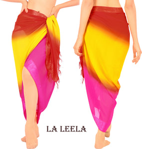 La Leela Women's Hawaiian Bikini Beach Wrap Sheer Sarong Swimming Bathing suit Beachwear Swim Dress Pareo Cover up Long 78"X42"  Yellow 912501