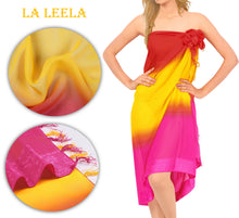 Cargar imagen en el visor de la galería, La Leela Women&#39;s Hawaiian Bikini Beach Wrap Sheer Sarong Swimming Bathing suit Beachwear Swim Dress Pareo Cover up Long 78&quot;X42&quot;  Yellow 912501