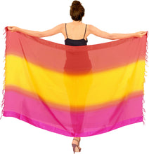 Cargar imagen en el visor de la galería, La Leela Women&#39;s Hawaiian Bikini Beach Wrap Sheer Sarong Swimming Bathing suit Beachwear Swim Dress Pareo Cover up Long 78&quot;X42&quot;  Yellow 912501