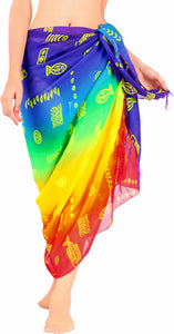 LA LEELA Women's Swimwear Sarong Wrap Maxi Swim Bottom Fish Multicolor