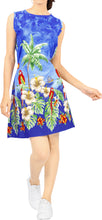 Load image into Gallery viewer, LA LEELA Women Kimono Bikini Swimwear Cover Up Dress Tops US 14 [L] Blue_V208