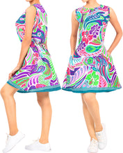 Load image into Gallery viewer, LA LEELA Women Tunic Beach Swimsuit Tops Cover Ups Swimwear US 14 [L] Blue_U303