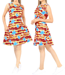 LA LEELA Women Casual Swimsuit Cover Up Beach Bikini Dress US 14 [L] Red_U140