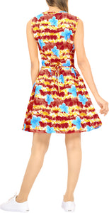 LA LEELA Women Casual Swimsuit Cover Up Beach Bikini Dress US 14 [L] Red_U140