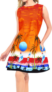 LA LEELA Women Bathing Stylish Cover Up Bikini Swimwear US 14 [L] Orange_U801