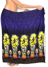 Load image into Gallery viewer, LA-LEELA-Rayon-Women&#39;s-Beach-Wrap-Sarong-Cover-Ups-Swimsuit-Tie-Skirt-Scary-Halloween-Navy Blue_Y893