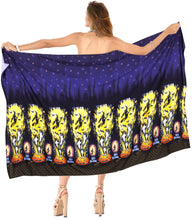 Load image into Gallery viewer, LA LEELA Rayon Women&#39;s Beach Wrap Sarong Cover Ups Swimsuit Tie Skirt Scary Halloween Navy Blue_Y893