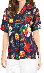 LA-LEELA-Women-Witch-Pumpkin-Scary-Hawaiian-Shirt-Halloween-Costume-Skull-Shirt-Navy Blue_AA237