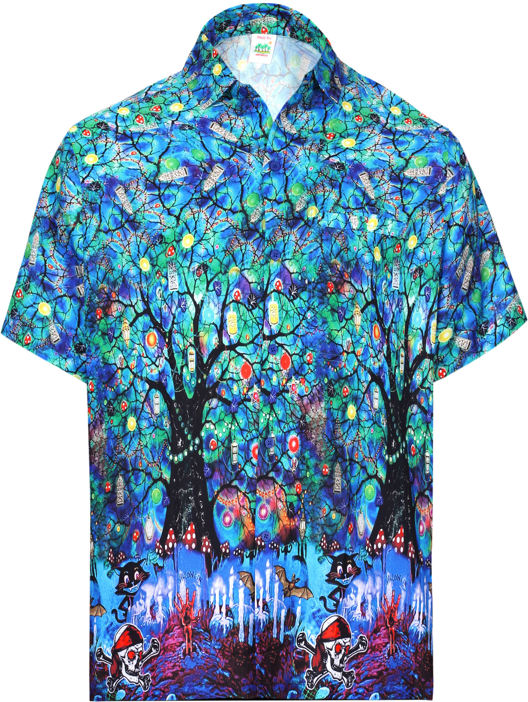 LA-LEELA-Men's-Camp-Hawaiian-Scary-Halloween-Party-Costume-Pumpkin-Witch-Shirt-Royal Blue_AA239