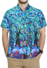 Load image into Gallery viewer, LA-LEELA-Men&#39;s-Camp-Hawaiian-Scary-Halloween-Party-Costume-Pumpkin-Witch-Shirt-Royal Blue_AA239