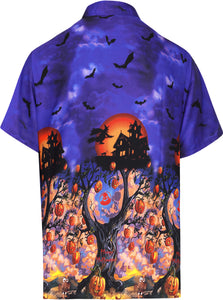 LA-LEELA-Men's-Camp-Hawaiian-Scary-Halloween-Party-Costume-Pumpkin-Witch-Shirt-Royal Blue_AA238