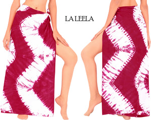 La Leela Women's Hawaiian Bikini Beach Wrap Sheer Sarong Swimming Bathing suit Beachwear Swim Dress Pareo Cover up Long 78"X42"  Red 913434