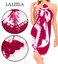 Load image into Gallery viewer, La Leela Women&#39;s Hawaiian Bikini Beach Wrap Sheer Sarong Swimming Bathing suit Beachwear Swim Dress Pareo Cover up Long 78&quot;X42&quot;  Red 913434