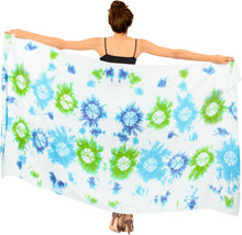 Load image into Gallery viewer, La Leela Women&#39;s Hawaiian Bikini Beach Wrap Sheer Sarong Swimming Bathing suit Beachwear Swim Dress Pareo Cover up Long 78&quot;X42&quot;  White 913445