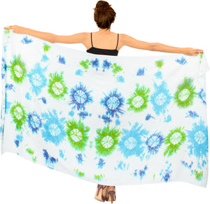 La Leela Women's Hawaiian Bikini Beach Wrap Sheer Sarong Swimming Bathing suit Beachwear Swim Dress Pareo Cover up Long 78"X42"  White 913445