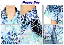 Load image into Gallery viewer, La Leela Women&#39;s Animal Print Hawaiian Aloha Tropical Beach  Short Sleeve Relaxed Fit Blouse Printed Shirt Blue