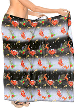 Load image into Gallery viewer, LA LEELA Women&#39;s Christmas Santa Claus Hawaiian Sarong for Women Plus Size Beach Wrap 78&quot;x42&quot; Black_Y904