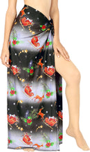 Load image into Gallery viewer, LA LEELA Women&#39;s Christmas Santa Claus Hawaiian Sarong for Women Plus Size Beach Wrap 78&quot;x42&quot; Black_Y904