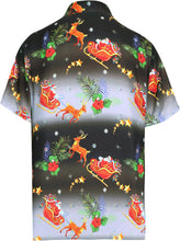 Load image into Gallery viewer, HAPPY BAY Men&#39;s 3D HD Santa Claus Christmas Button Up Short Sleeve Hawaiian Shirt Black_AA323