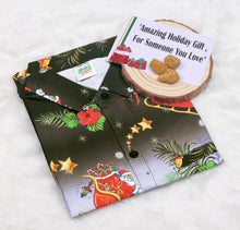 Load image into Gallery viewer, HAPPY BAY Men&#39;s 3D HD Santa Claus Christmas Button Up Short Sleeve Hawaiian Shirt Black_AA323