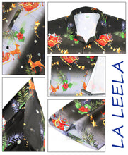Load image into Gallery viewer, HAPPY BAY Men&#39;s 3D HD Santa Claus Christmas Button Up Short Sleeve Hawaiian Shirt Black_AA323