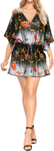 HAPPY BAY 3D HD Christmas Short Sleeve Dresses for Women Casual Summer V Neck Tunic Dress US 16-28W Black_Y934