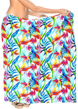 Load image into Gallery viewer, la-leela-womens-hawaiian-bikini-beach-wrap-sheer-sarong-swimming-bathing-suit-beachwear-swim-dress-pareo-cover-up-long-78x42--blue-913586