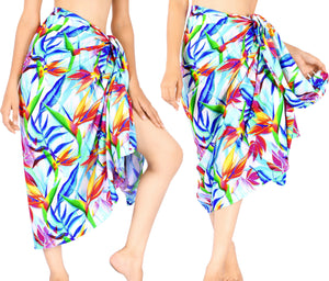 La Leela Women's Hawaiian Bikini Beach Wrap Sheer Sarong Swimming Bathing suit Beachwear Swim Dress Pareo Cover up Long 78"X42"  Blue 913586