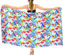 Load image into Gallery viewer, La Leela Women&#39;s Hawaiian Bikini Beach Wrap Sheer Sarong Swimming Bathing suit Beachwear Swim Dress Pareo Cover up Long 78&quot;X42&quot;  Blue 913586