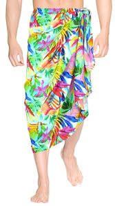 La Leela Men's Hawaiian Beach Wrap Sheer Sarong Swimming Bathing Suit Towel Beachwear Swim Pareo Cover up Long 72"X42"  Green 913589