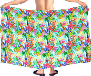 La Leela Women's Hawaiian Bikini Beach Wrap Sheer Sarong Swimming Bathing suit Beachwear Swim Dress Pareo Cover up Long 78"X42"  Green 913589
