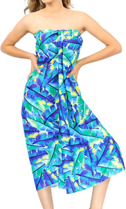 La Leela Women's Hawaiian Bikini Beach Wrap Sheer Sarong Swimming Bathing suit Beachwear Swim Dress Pareo Cover up Long 78"X42"  Blue 913590