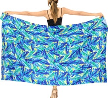 Load image into Gallery viewer, La Leela Women&#39;s Hawaiian Bikini Beach Wrap Sheer Sarong Swimming Bathing suit Beachwear Swim Dress Pareo Cover up Long 78&quot;X42&quot;  Blue 913590