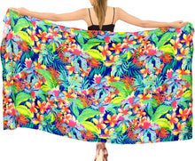 Load image into Gallery viewer, La Leela Women&#39;s Hawaiian Bikini Beach Wrap Sheer Sarong Swimming Bathing suit Beachwear Swim Dress Pareo Cover up Long 78&quot;X42&quot;  Blue 913593