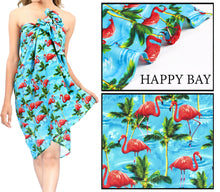 Load image into Gallery viewer, La Leela Women&#39;s Hawaiian Bikini Beach Wrap Sheer Sarong Swimming Bathing suit Beachwear Swim Dress Pareo Cover up Long 78&quot;X42&quot;  Blue 913595