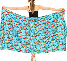 Load image into Gallery viewer, La Leela Women&#39;s Hawaiian Bikini Beach Wrap Sheer Sarong Swimming Bathing suit Beachwear Swim Dress Pareo Cover up Long 78&quot;X42&quot;  Blue 913595