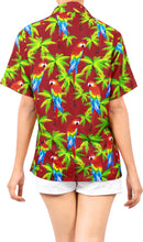 Load image into Gallery viewer, La Leela Women&#39;s Parrot Covert Hawaiian Aloha Tropical Beach  Short Sleeve Relaxed Fit Blouse Printed Shirt Red