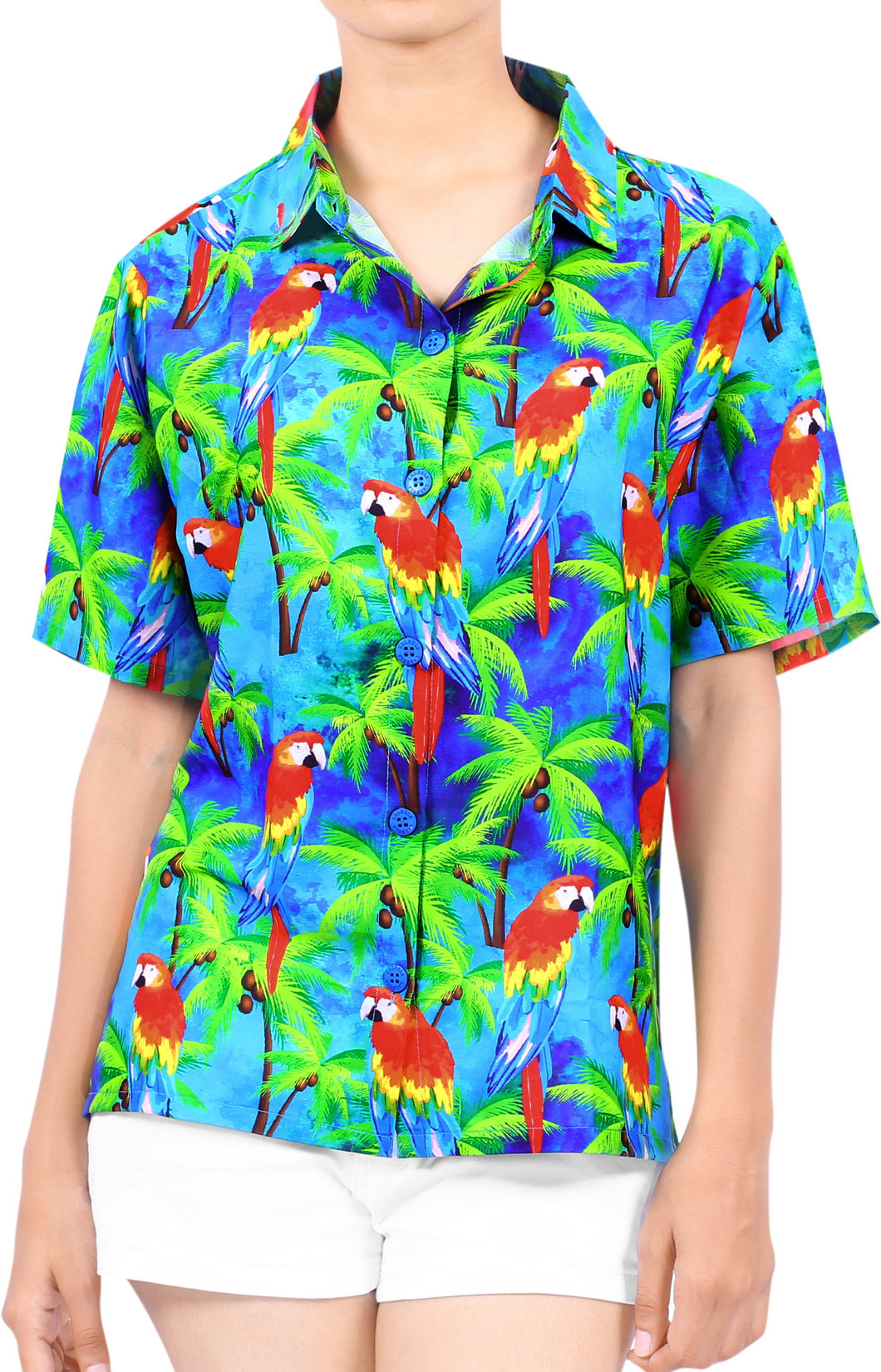 la-leela-womens-parrot-covert-hawaiian-aloha-tropical-beach--short-sleeve-relaxed-fit-blouse-printed-shirt-blue