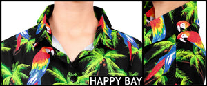 La Leela Women's Parrot Covert Hawaiian Aloha Tropical Beach  Short Sleeve Relaxed Fit Blouse Printed Shirt Black