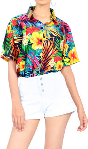 la-leela-womens-rainbow-cove-relaxed-fit-hawaiian-aloha-tropical-beach--short-sleeve-blouse-printed-shirt-rainbow-black