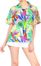 Load image into Gallery viewer, La Leela Women&#39;s Rainbow Garden Hawaiian Aloha Tropical Beach  Short Sleeve Relaxed Fit Blouse Printed Shirt Multi-Color