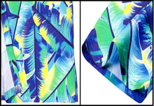 Load image into Gallery viewer, La Leela Women&#39;s Oceanic Fern Hawaiian Aloha Tropical Beach  Short Sleeve Relaxed Fit Blouse Printed Shirt Blue