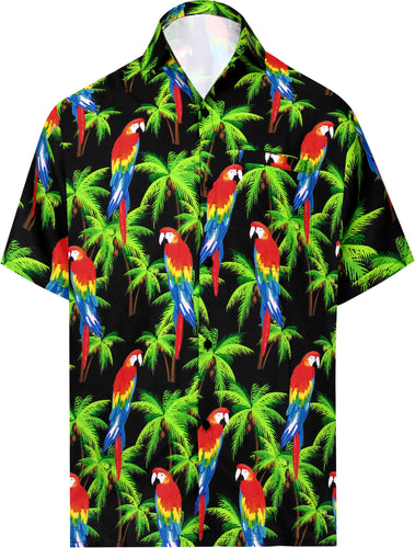 la-leela-parrots-lagoon-mens-hawaiian-printed-casual-tropical-beach-front-pocket-shirts-short-sleeve-shirts-black_aa373