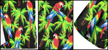 Load image into Gallery viewer, la-leela-parrots-lagoon-mens-hawaiian-printed-casual-tropical-beach-front-pocket-shirts-short-sleeve-shirts-black_aa373