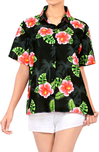 la-leela-womens-hawaiian-hibiscus-relaxed-fit-aloha-tropical-beach-short-sleeve-blouse-printed-shirt-black